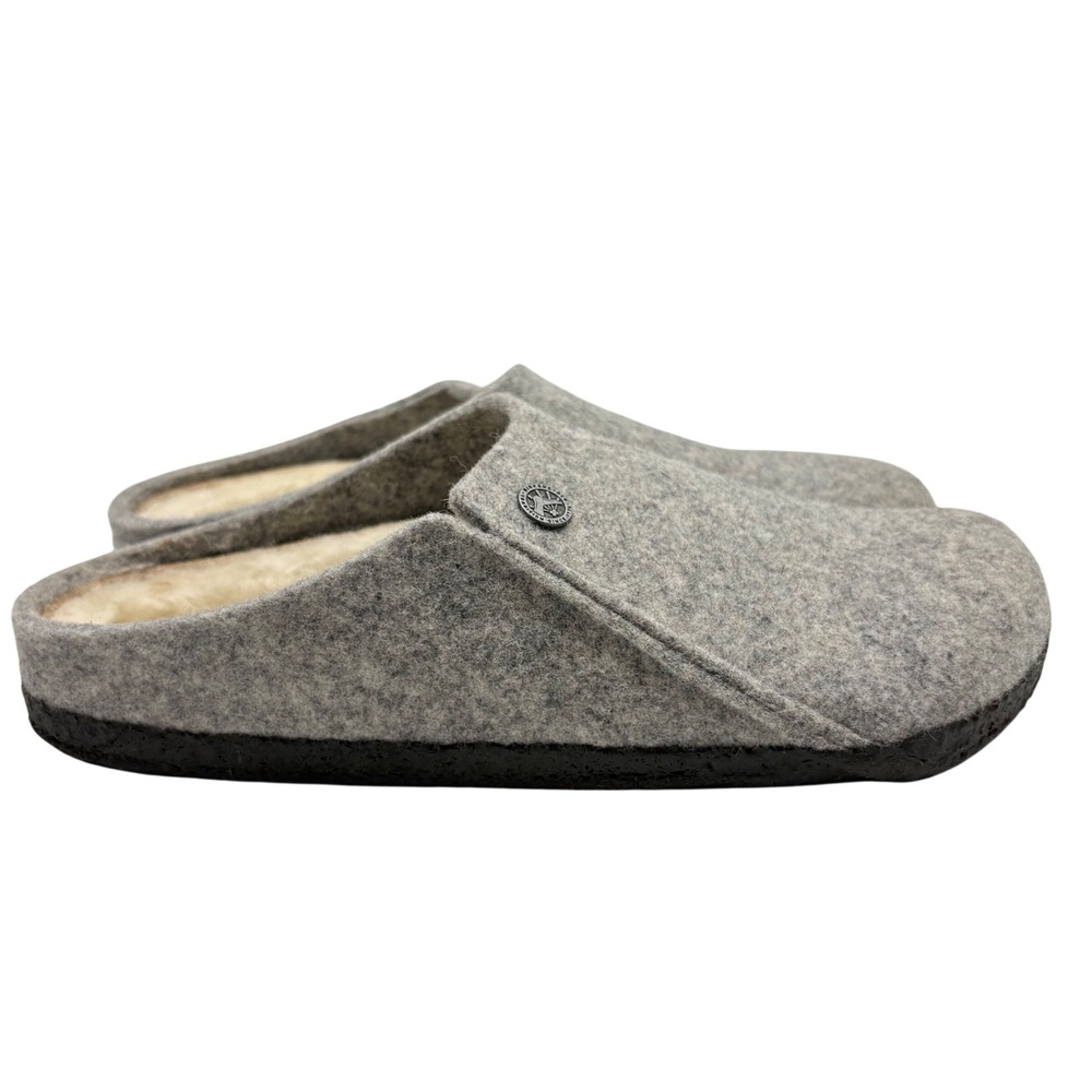 Birkenstock Clogs Women 9 Gray Wool Zermatt Shearling Lined Slipper Comfort Shoe